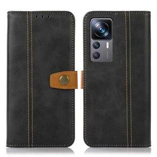 For Xiaomi 12T / 12T Pro / Redmi K50 Ultra Stitching Thread Calf Texture Leather Phone Case(Black)