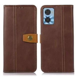 For Motorola Moto E22 4G / E22i 4G Stitching Thread Calf Texture Leather Phone Case(Coffee)