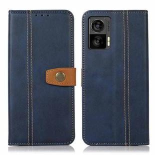 For Motorola Edge 30 Neo 5G Stitching Thread Calf Texture Leather Phone Case(Blue)