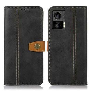 For Motorola Edge 30 Neo 5G Stitching Thread Calf Texture Leather Phone Case(Black)