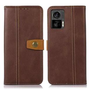 For Motorola Edge 30 Neo 5G Stitching Thread Calf Texture Leather Phone Case(Coffee)