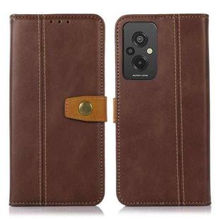 For Xiaomi Redmi 11 Prime 4G Stitching Thread Calf Texture Leather Phone Case(Coffee)