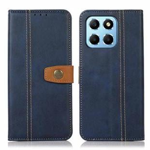For Honor X8 5G Stitching Thread Calf Texture Leather Phone Case(Blue)