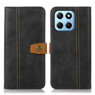 For Honor X8 5G Stitching Thread Calf Texture Leather Phone Case(Black)