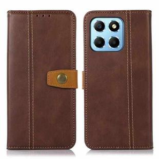 For Honor X8 5G Stitching Thread Calf Texture Leather Phone Case(Coffee)