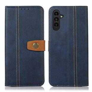 For Samsung Galaxy A14 5G Stitching Thread Calf Texture Leather Phone Case(Blue)
