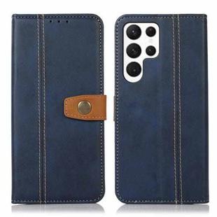 For Samsung Galaxy S23 Ultra 5G Stitching Thread Calf Texture Leather Phone Case(Blue)