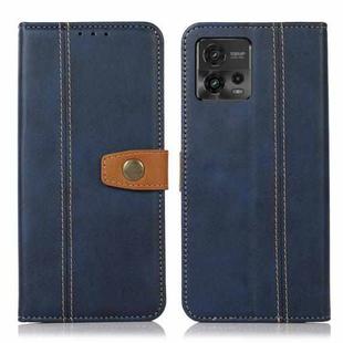 For Motorola Moto G72 4G Stitching Thread Calf Texture Leather Phone Case(Blue)