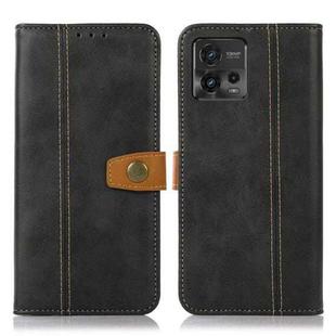 For Motorola Moto G72 4G Stitching Thread Calf Texture Leather Phone Case(Black)