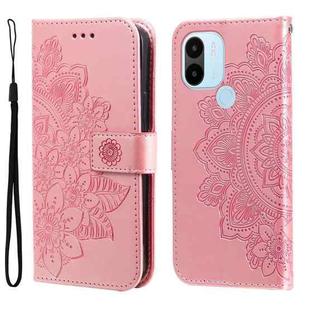 For Xiaomi Redmi A1+ 7-petal Flowers Embossing Leather Phone Case(Rose Gold)