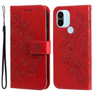 For Xiaomi Redmi A1+ 7-petal Flowers Embossing Leather Phone Case(Red)