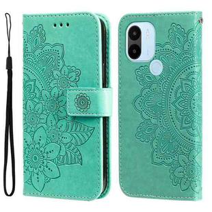 For Xiaomi Redmi A1+ 7-petal Flowers Embossing Leather Phone Case(Green)