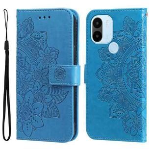 For Xiaomi Redmi A1+ 7-petal Flowers Embossing Leather Phone Case(Blue)