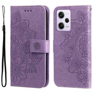 For Xiaomi Redmi Note 12 Pro+ China 7-petal Flowers Embossing Leather Phone Case(Purple)