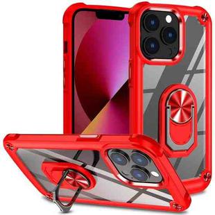 For iPhone 11 Pro Max TPU + PC Lens Protection Phone Case with Ring Holder(Red)