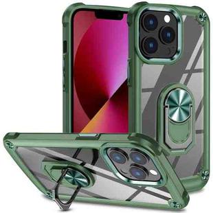 For iPhone 11 Pro Max TPU + PC Lens Protection Phone Case with Ring Holder(Green)