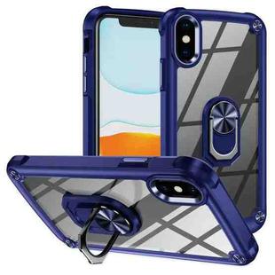 For iPhone XS / X TPU + PC Lens Protection Phone Case with Ring Holder(Blue)