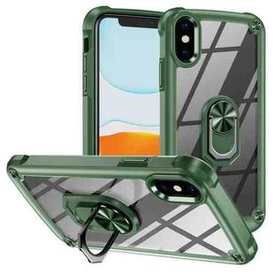 For iPhone XR TPU + PC Lens Protection Phone Case with Ring Holder(Green)