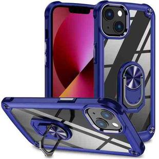 For iPhone 12 / 12 Pro TPU + PC Lens Protection Phone Case with Ring Holder(Blue)