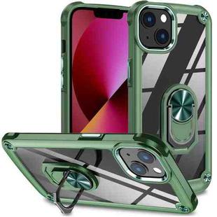 For iPhone 12 / 12 Pro TPU + PC Lens Protection Phone Case with Ring Holder(Green)