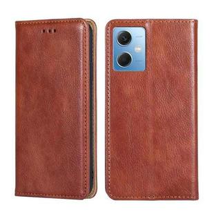 For Xiaomi Redmi Note 12 China Gloss Oil Solid Color Magnetic Leather Phone Case(Brown)