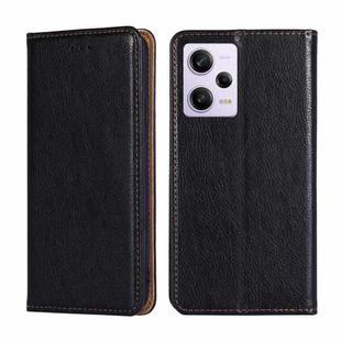 For Xiaomi Redmi Note 12 Pro 5G China Gloss Oil Solid Color Magnetic Leather Phone Case(Black)