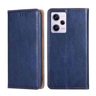For Xiaomi Redmi Note 12 Pro 5G China Gloss Oil Solid Color Magnetic Leather Phone Case(Blue)