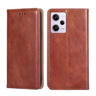 For Xiaomi Redmi Note 12 Pro 5G China Gloss Oil Solid Color Magnetic Leather Phone Case(Brown)