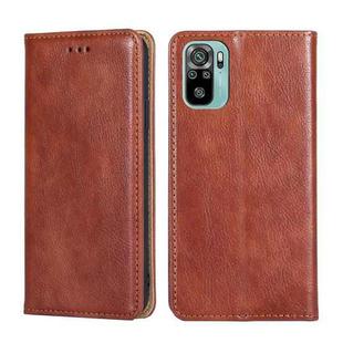 For Xiaomi Poco M5s 4G/Redmi Note 11 SE India Gloss Oil Solid Color Magnetic Leather Phone Case(Brown)