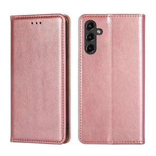 For Samsung Galaxy A14 5G Gloss Oil Solid Color Magnetic Leather Phone Case(Rose Gold)