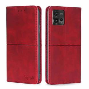 For Motorola Moto G72 4G Cow Texture Magnetic Leather Phone Case(Red)