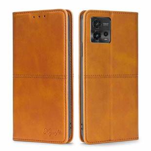 For Motorola Moto G72 4G Cow Texture Magnetic Leather Phone Case(Light Brown)