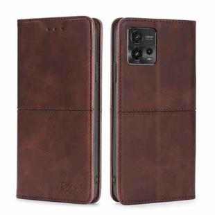 For Motorola Moto G72 4G Cow Texture Magnetic Leather Phone Case(Dark Brown)