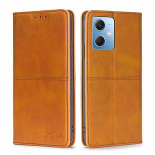 For Xiaomi Redmi Note 12 China Cow Texture Magnetic Leather Phone Case(Light Brown)