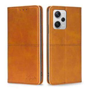 For Xiaomi Redmi Note 12 Pro+ China Cow Texture Magnetic Leather Phone Case(Light Brown)