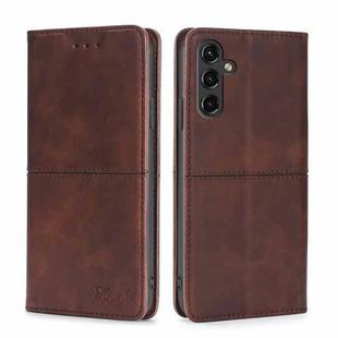 For Samsung Galaxy A14 5G Cow Texture Magnetic Leather Phone Case(Dark Brown)