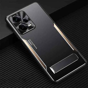 For Xiaomi Redmi Note 12 Pro+ China Blade Series TPU + Titanium Alloy Phone Case with Holder(Black Gold)
