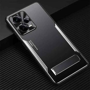For Xiaomi Redmi Note 12 China Blade Series TPU + Titanium Alloy Phone Case with Holder(Black Silver)