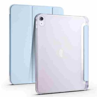 For iPad 10th Gen 10.9 2022 Four-corner Airbag Shockproof Three-fold Tablet Leather Case (Ice Blue)