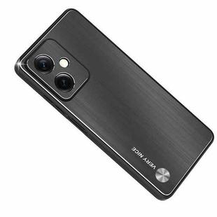 For Xiaomi Redmi Note 12 China Metal Brushed Texture Shockproof Phone Case(Black)
