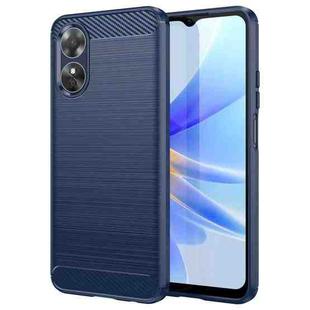 For OPPO A17k Brushed Texture Carbon Fiber TPU Phone Case(Blue)