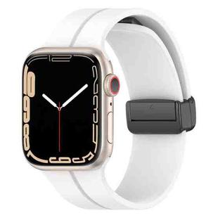 Solid Color Magnetic Buckle Silicone Watch Band For Apple Watch Series 9&8&7 41mm / SE 3&SE 2&6&SE&5&4 40mm / 3&2&1 38mm(White)