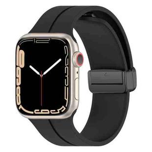 Solid Color Magnetic Buckle Silicone Watch Band For Apple Watch Series 9&8&7 41mm / SE 3&SE 2&6&SE&5&4 40mm / 3&2&1 38mm(Black)