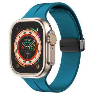 Solid Color Magnetic Buckle Silicone Watch Band For Apple Watch Series 9&8&7 41mm / SE 3&SE 2&6&SE&5&4 40mm / 3&2&1 38mm (Cyan)