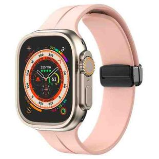 Solid Color Magnetic Buckle Silicone Watch Band For Apple Watch Series 9&8&7 41mm / SE 3&SE 2&6&SE&5&4 40mm / 3&2&1 38mm (Rose Pink)