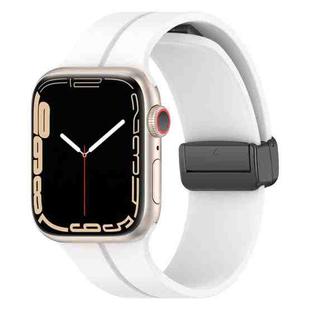 Solid Color Magnetic Buckle Silicone Watch Band For Apple Watch Ultra 49mm / Series 8&7 45mm / SE 2&6&SE&5&4 44mm(White)