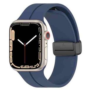 Solid Color Magnetic Buckle Silicone Watch Band For Apple Watch Ultra 49mm / Series 8&7 45mm / SE 2&6&SE&5&4 44mm(Midnight Blue)