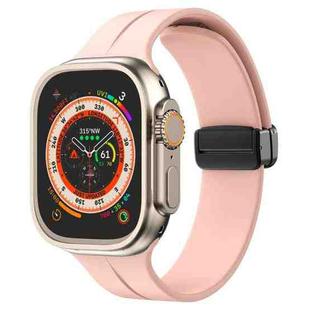 Solid Color Magnetic Buckle Silicone Watch Band For Apple Watch Ultra 49mm / Series 8&7 45mm / SE 2&6&SE&5&4 44mm (Rose Pink)