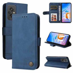 For Xiaomi Redmi 11 Prime 4G Skin Feel Life Tree Metal Button Leather Phone Case(Blue)