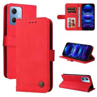 For Xiaomi Redmi Note 12 China Skin Feel Life Tree Metal Button Leather Phone Case(Red)